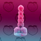 The Peach Pie Fantasy Dildo features a juicy bulbous tip, and a lattice textured shaft  filled with crevices and ridges. 